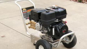 Starting a gas pressure washer.