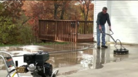 How to use a pressure washer surface cleaner.