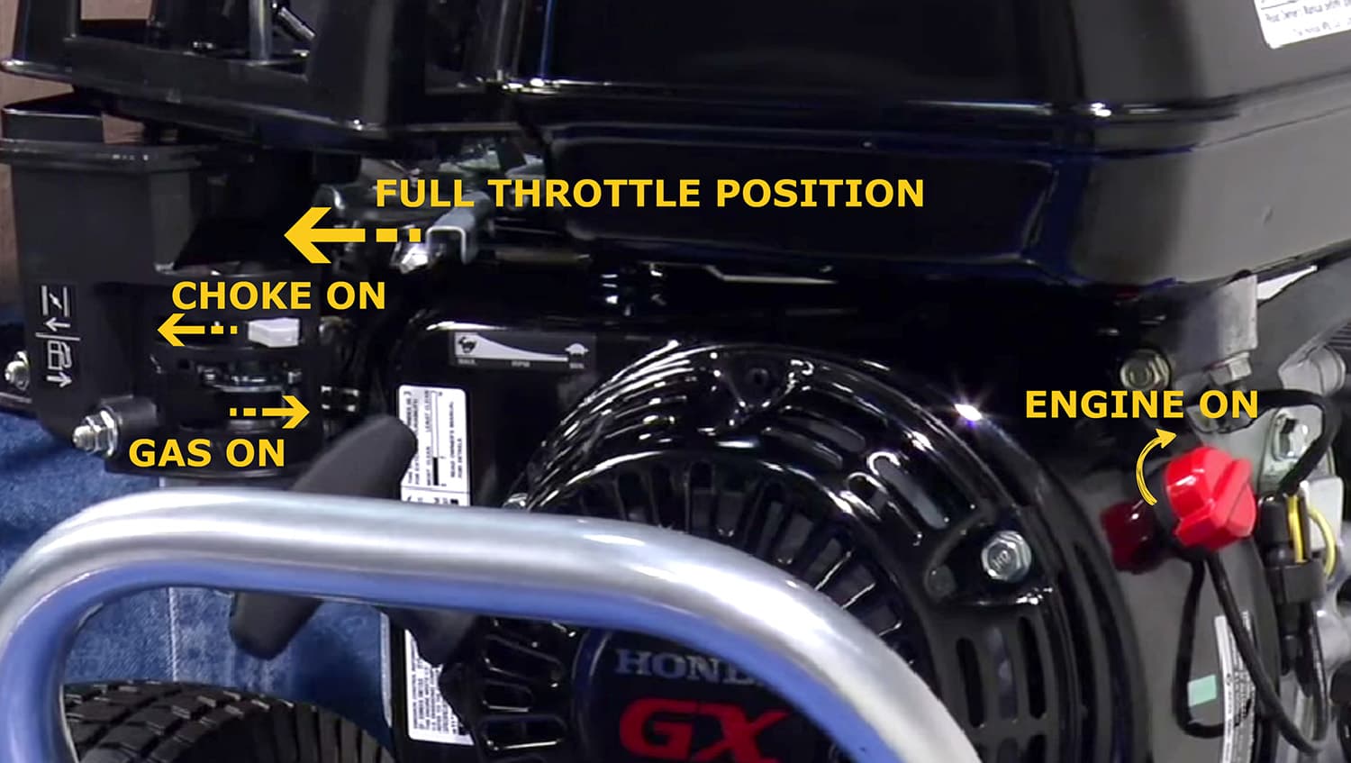 Turn gas lever and on/off switch to ON position